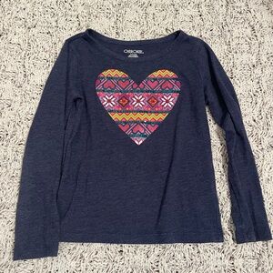 Cherokee Navy Long Sleeve Tee with Colorful Patterned Heart